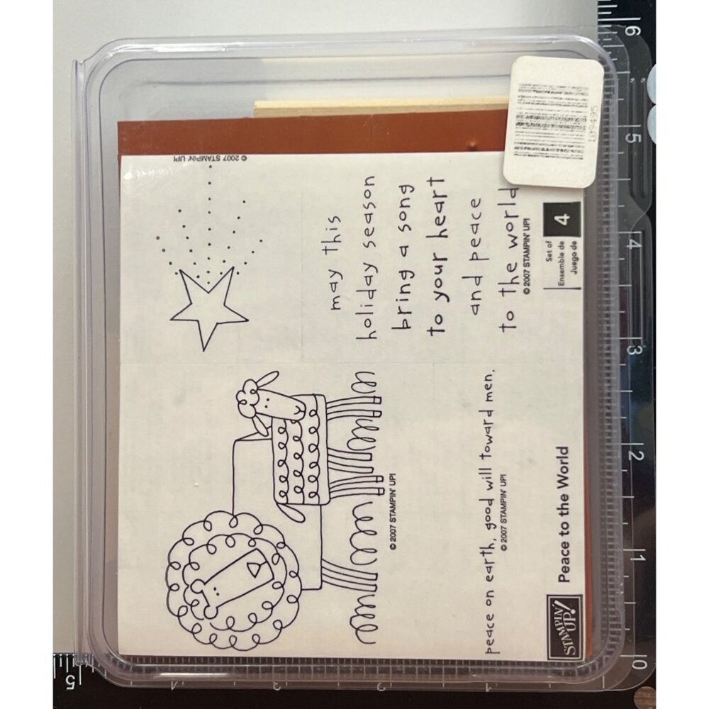 NIP HTF 2007 STAMPIN' UP! 109495 PEACE TO THE WORLD WOOD MOUNTED RUBBER STAMP